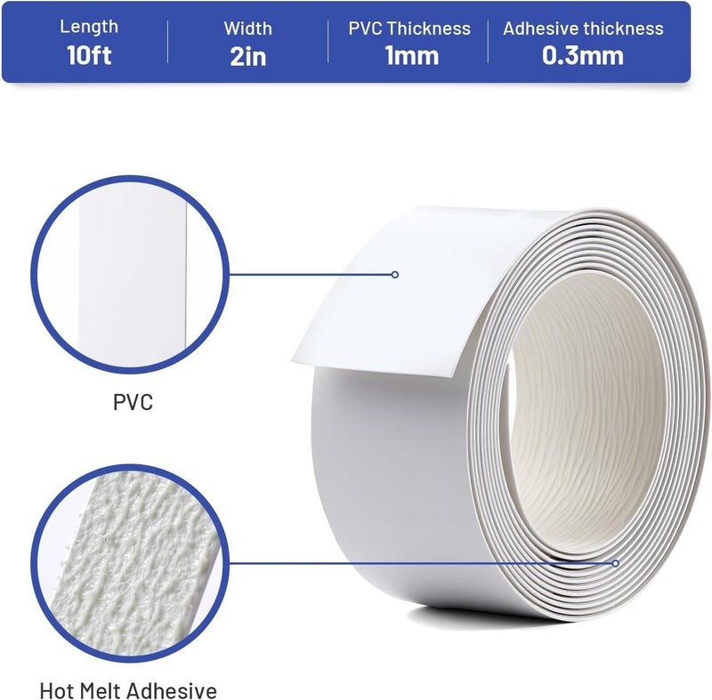 FAKILO PVC Edge Banding 2 inch x 10ft Veneer Edge Banding White with Hot Melt Adhesive Pre - glued Iron on Edging Tape Trim for Cabinet Plywood Repairs and Furniture Restoration - Image 2